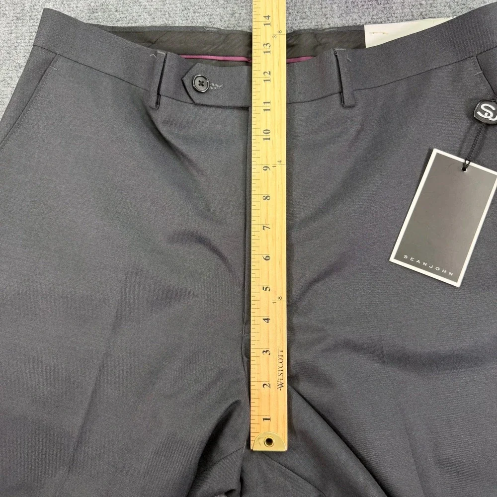 Sean John Dress Pants Mens 34x32 (Fits 34x33) Grey Flat Front Trousers
